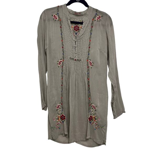 Johnny Was Boho Embroidered Gray Floral Dress XS - Picture 1 of 10